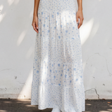 Hadley High Waist Tiny Floral Print Boho Maxi Skirt