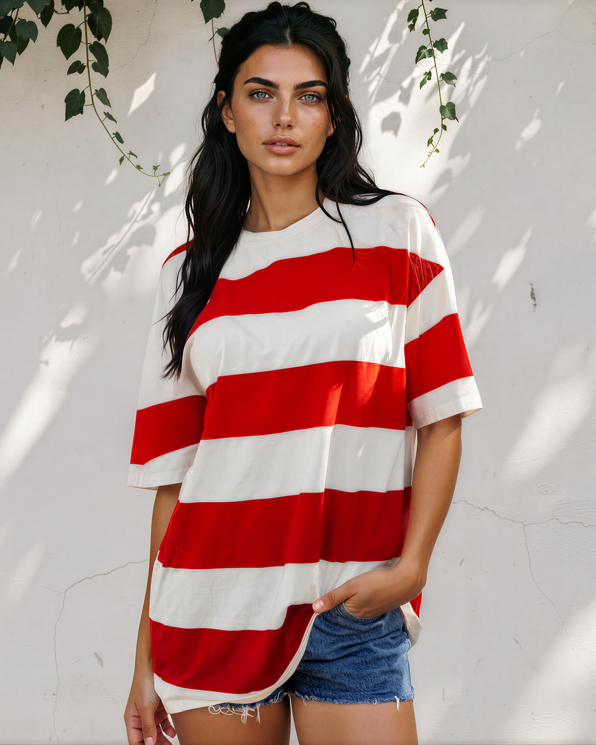 Landry Striped Color Block Oversize Tunic Tee