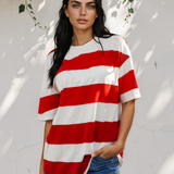 Landry Striped Color Block Oversize Tunic Tee