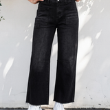 Daphne Frayed Cropped Barrel Jeans