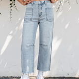 Daphne Frayed Cropped Barrel Jeans