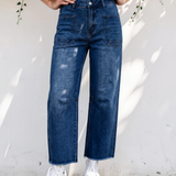 Daphne Frayed Cropped Barrel Jeans