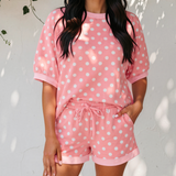 KyleeAnn Polka Dot Oversized Top Drawstring Short Set