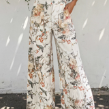 Summer Vintage Style Floral Print High Waist Wide Leg Jeans