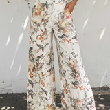 Meadow Vintage Style Floral Print High Waist Wide Leg Jeans
