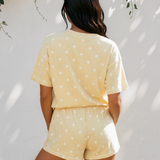 Dottie Polka Dot Short Sleeve Loose Top Drawstring Shorts Set