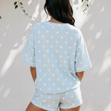 Dottie Polka Dot Short Sleeve Loose Top Drawstring Shorts Set