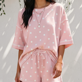 Dottie Short Sleeve Loose Top Drawstring Shorts Set