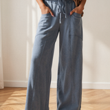Billie Mineral Wash Drawstring High Waist Wide Leg Pants
