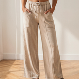 Billie Mineral Wash Drawstring High Waist Wide Leg Pants