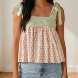 Ellie Knot Straps Babydoll Tank Top
