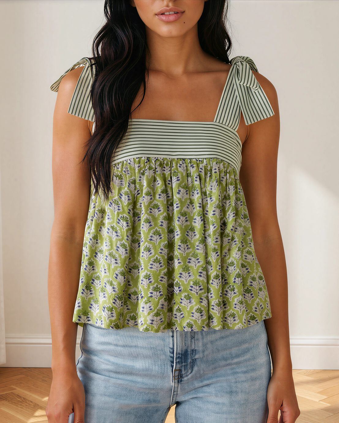 Ellie Knot Straps Babydoll Tank Top