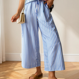 Layla Elastic Waist Patch Pocket Wide Leg Ankle-length Pants