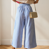 Layla Elastic Waist Patch Pocket Wide Leg Ankle-length Pants