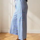 Layla Elastic Waist Patch Pocket Wide Leg Ankle-length Pants