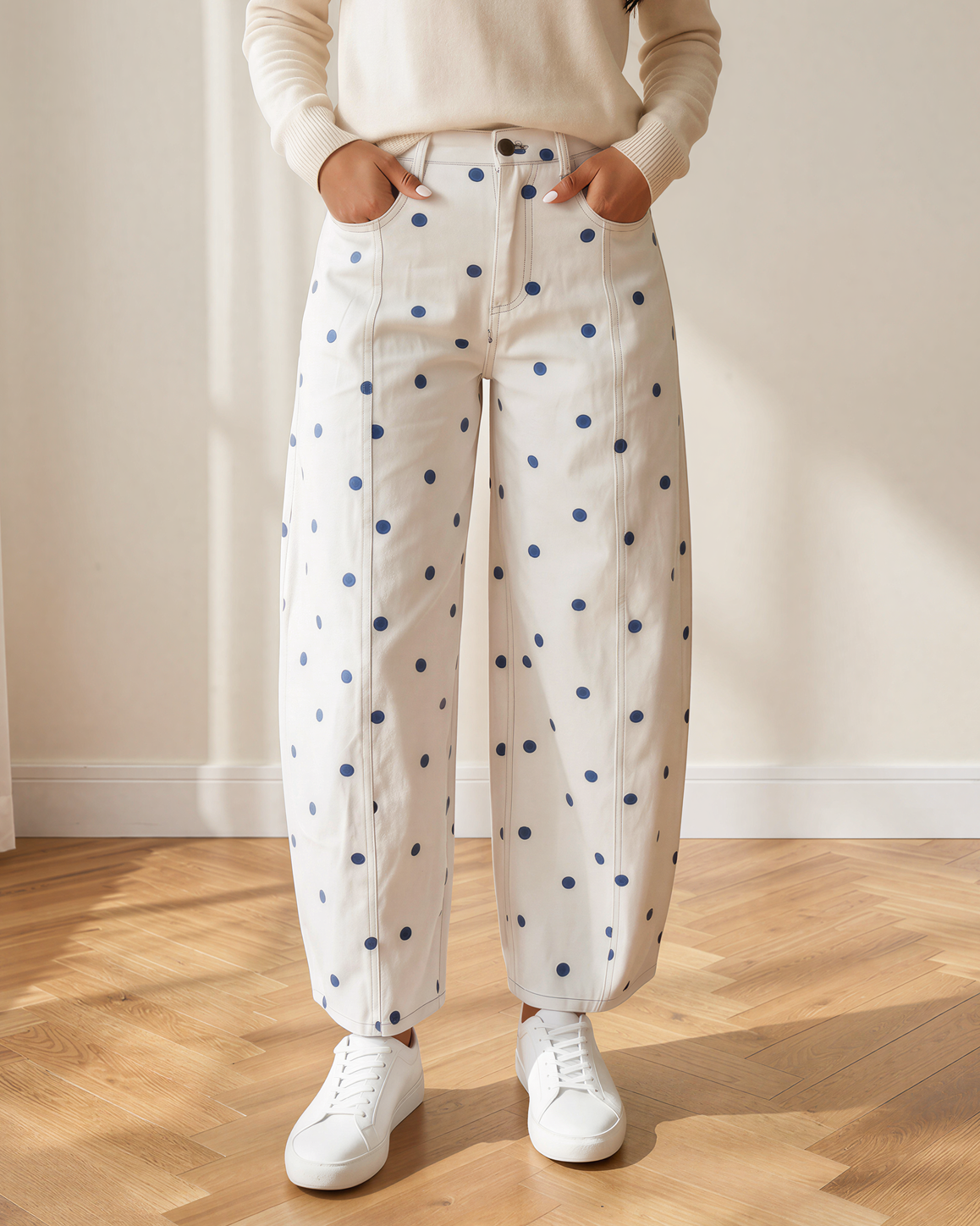 Dallas Polka Dot Print Barrel Jeans