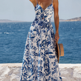 Lauren Twisted Bust Spaghetti Straps Backless Floral Maxi Dress