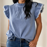 Logan Flutter Sleeve Denim Top