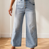 Veronica Pinstripe Wide Leg Jeans