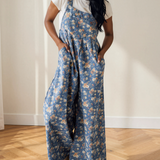 Vienna Pleated Denim Overall Jumpsuit