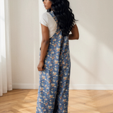 Vienna Pleated Denim Overall Jumpsuit