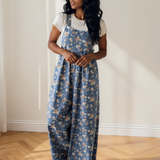 Vienna Pleated Denim Overall Jumpsuit