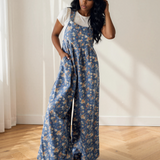 Vienna Pleated Denim Overall Jumpsuit