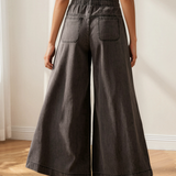 Carbon Grey Mineral Wash Button High Waist Wide Leg Jeans