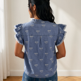 Logan Flutter Sleeve Denim Top