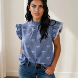 Logan Flutter Sleeve Denim Top