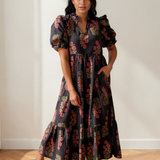 Kali Short Bubble Sleeve Tiered Maxi Dress