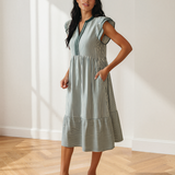 Nyla Contrast Trim V Neck Midi Dress