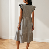 Nyla Contrast Trim V Neck Midi Dress