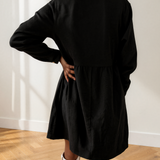 Abigail Corduroy Half Button Collared Long Sleeve Mini Dress