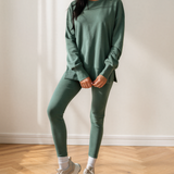 Remi Oversize Slit Sweatshirt Ribbed Leggings 2pcs Set
