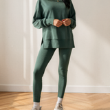 Remi Oversize Slit Sweatshirt Ribbed Leggings 2pcs Set