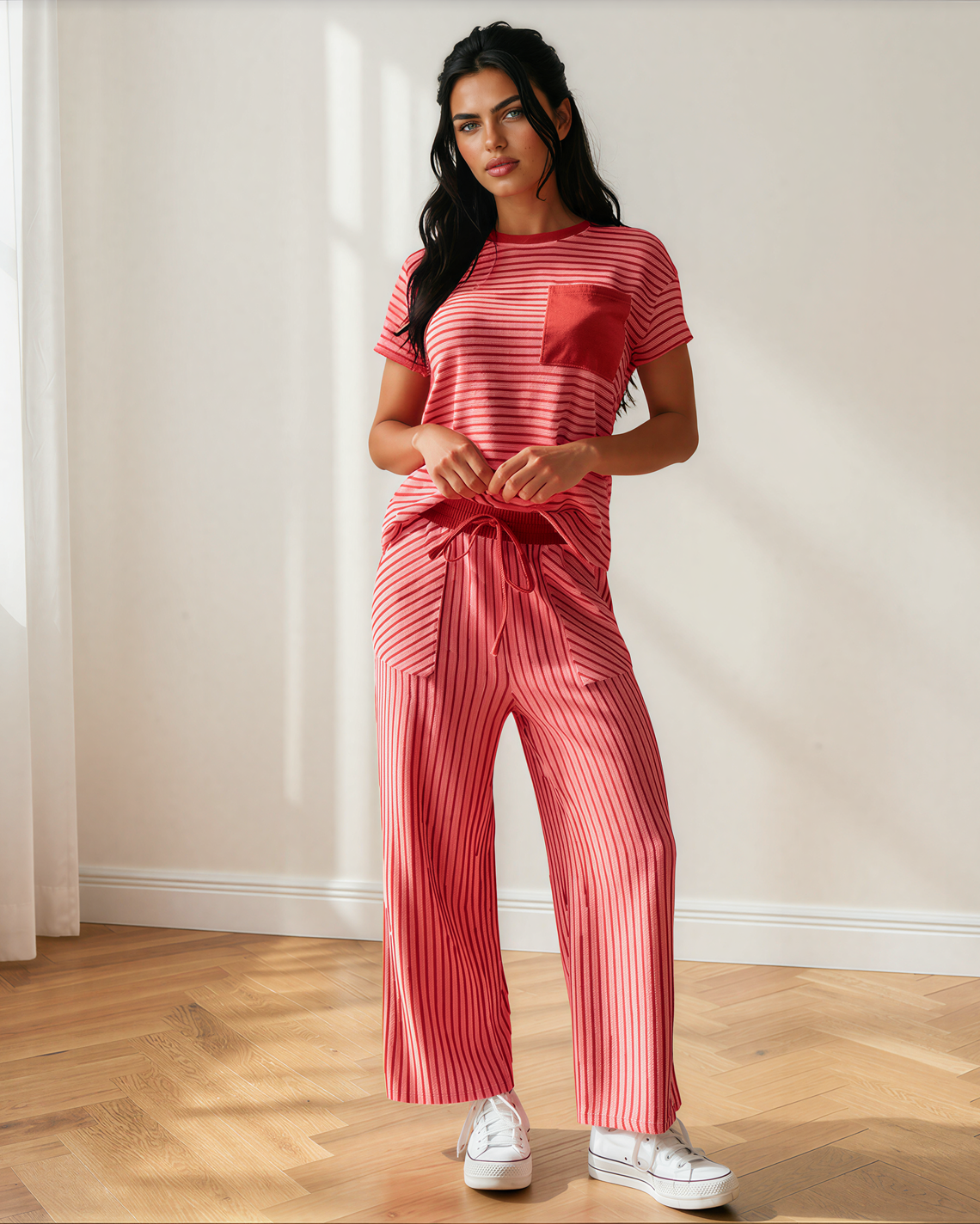 Rowen Drawstring Waist Cropped Pants Set