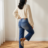 Charlie Seam Detail Raw Hem Ankle Length Jeans