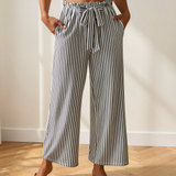 Willlow Stripe Tied High Waist Loose Straight Casual Pants