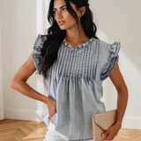 Hollis Pleated Detail Vintage Washed Denim Top