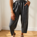 Lola Mineral Wash Seam Detail Elastic Waist Barrel Pants