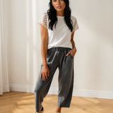 Lola Mineral Wash Seam Detail Elastic Waist Barrel Pants