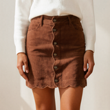 Nyla Button Front Corduroy Skirt