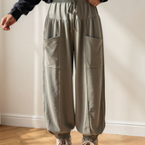 Fern Elastic Waist Drawstring Wide Leg Full Length Pants