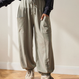 Fern Elastic Waist Drawstring Wide Leg Full Length Pants