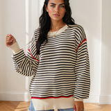 Elle Ribbed Trim Drop Shoulder Oversized Sweater