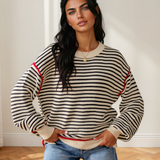 Elle Ribbed Trim Drop Shoulder Oversized Sweater