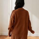Jen Ribbed Knit Stand Neck Regular Fit Sweater