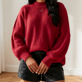 Jen Ribbed Knit Stand Neck Regular Fit Sweater