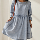 Rosie High Waist Loose Fit Denim Mini Dress